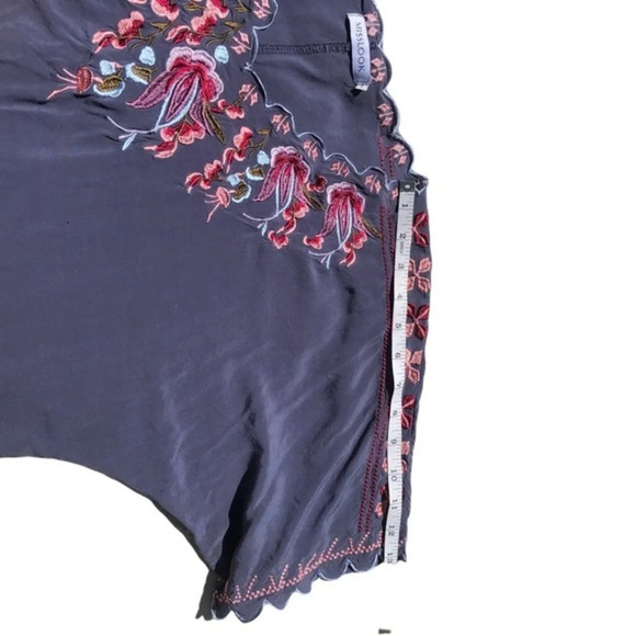 Misslook Embroidered Gray Short Sleeve Top V Neck Boho Blouse Size L - Picture 8 of 11